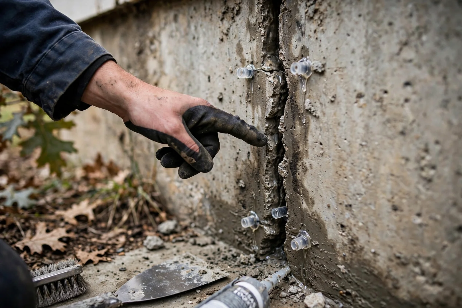 Damp crawl space with standing water and wet floor joists