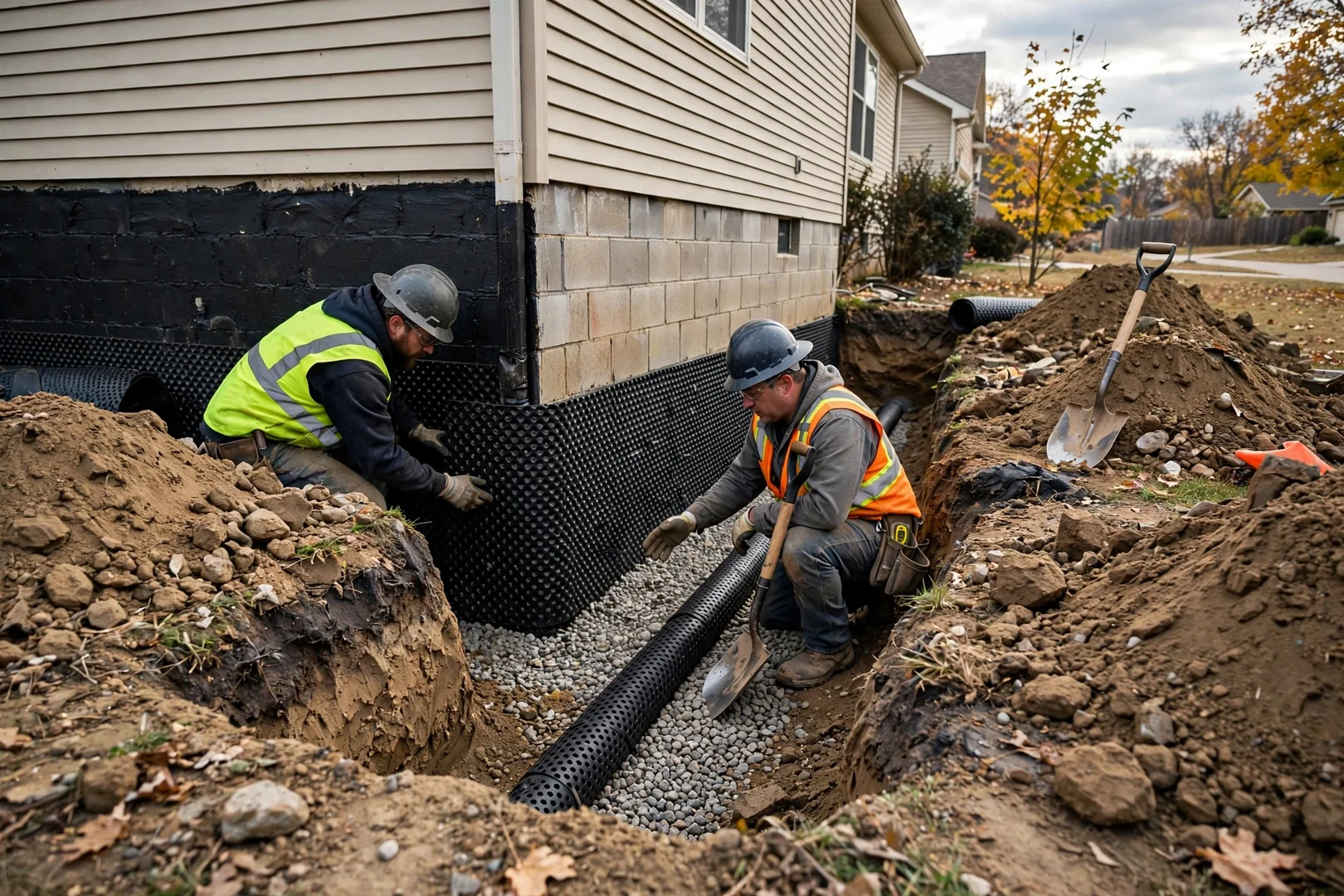 Exterior Excavation and Membrane Waterproofing