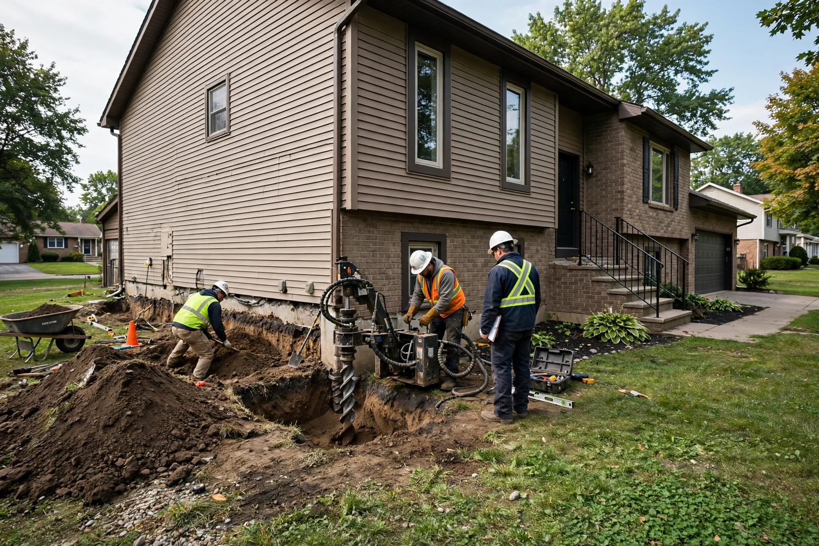 Helical Pier Installation for a Split-Level Addition