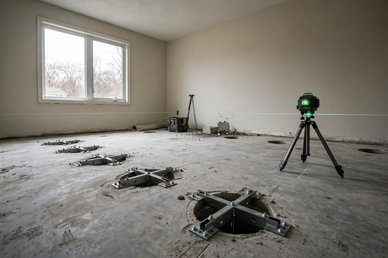 Interior Slab Pier Leveling for Sloped Floors